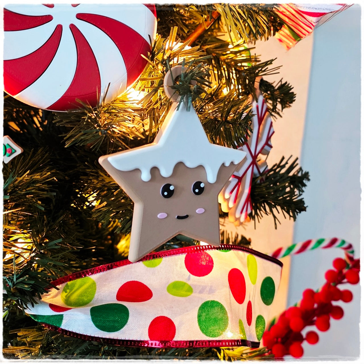 Christbaumschmuck "Lebkuchen-Sternchen" | Anhänger mit Gesicht