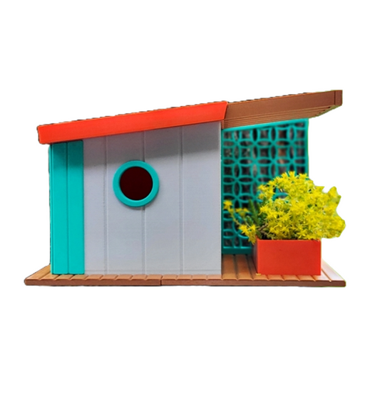 Vogelhaus "Mid-Century Modern" – Dein stilvolles Zuhause für gefiederte Design-Liebhaber!
