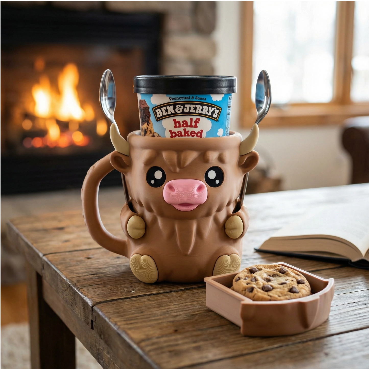 Hochlandrind Eisbecher-Halter | 3D-Druck | Nie wieder kalte Hände