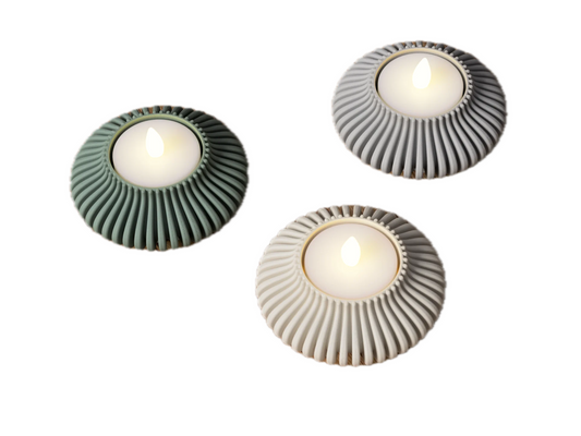Set of 6 Modern Tealight Holders – Elegant Design with Fine Ribs