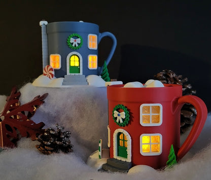 Weihnachtliche Haus-Tasse – Deine leuchtende & gemütliche Winterdekoration!