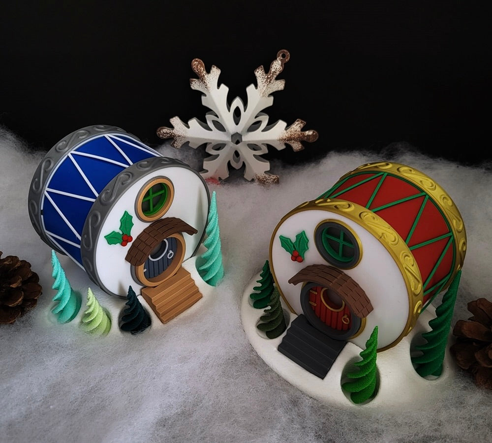 Weihnachtliches Trommel-Haus – Deine leuchtende & gemütliche Wichtel-Deko!