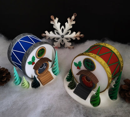 Weihnachtliches Trommel-Haus – Deine leuchtende & gemütliche Wichtel-Deko!