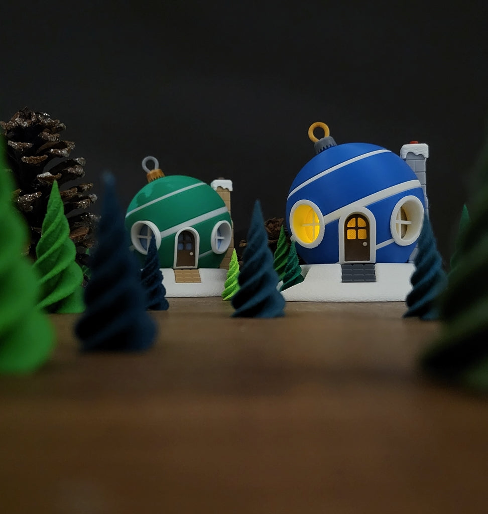 Leuchtende Wetskugel "Winterhaus" | Teelichthalter Deko