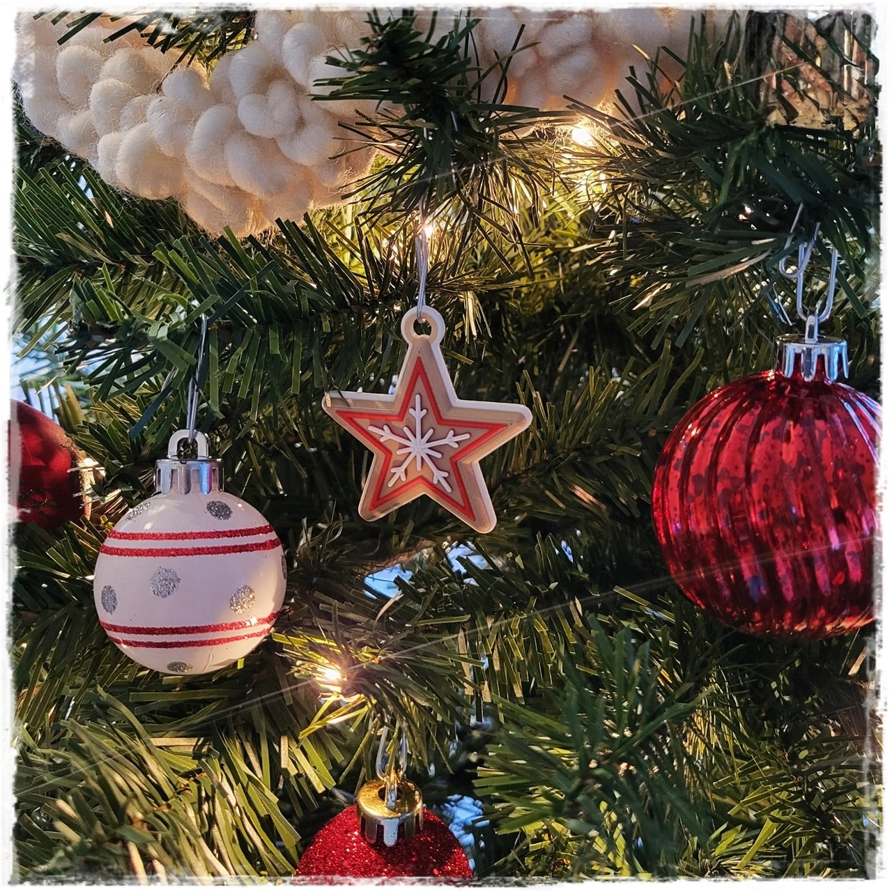 Christbaumschmuck "Lebkuchen-Stern" | Anhänger mit Schneeflocke