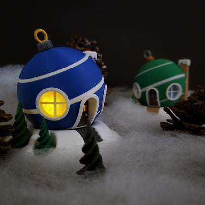 Leuchtende Wetskugel "Winterhaus" | Teelichthalter Deko