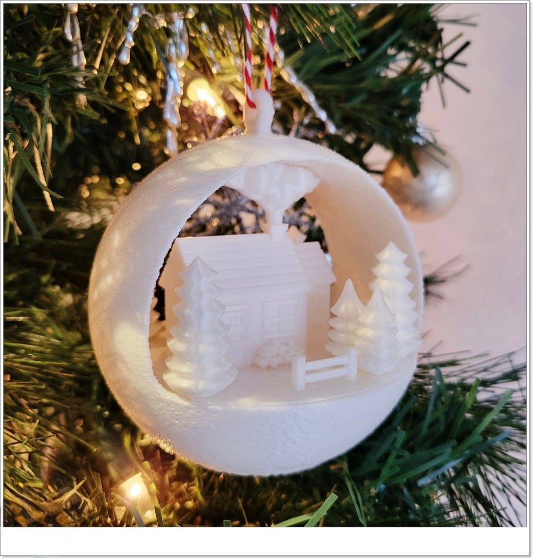 Leuchtender Christbaumschmuck "Winterhütte" – Deine magische Weihnachtsbaumkugel!