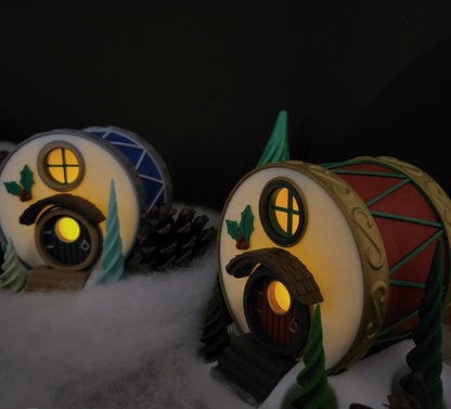 Weihnachtliches Trommel-Haus – Deine leuchtende & gemütliche Wichtel-Deko!