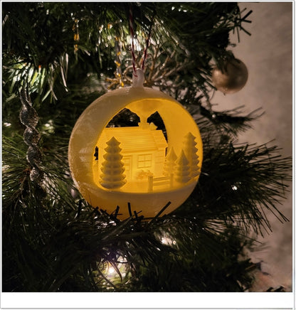 Leuchtender Christbaumschmuck "Winterhütte" – Deine magische Weihnachtsbaumkugel!