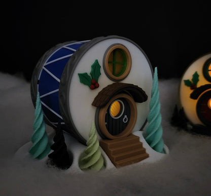 Weihnachtliches Trommel-Haus – Deine leuchtende & gemütliche Wichtel-Deko!