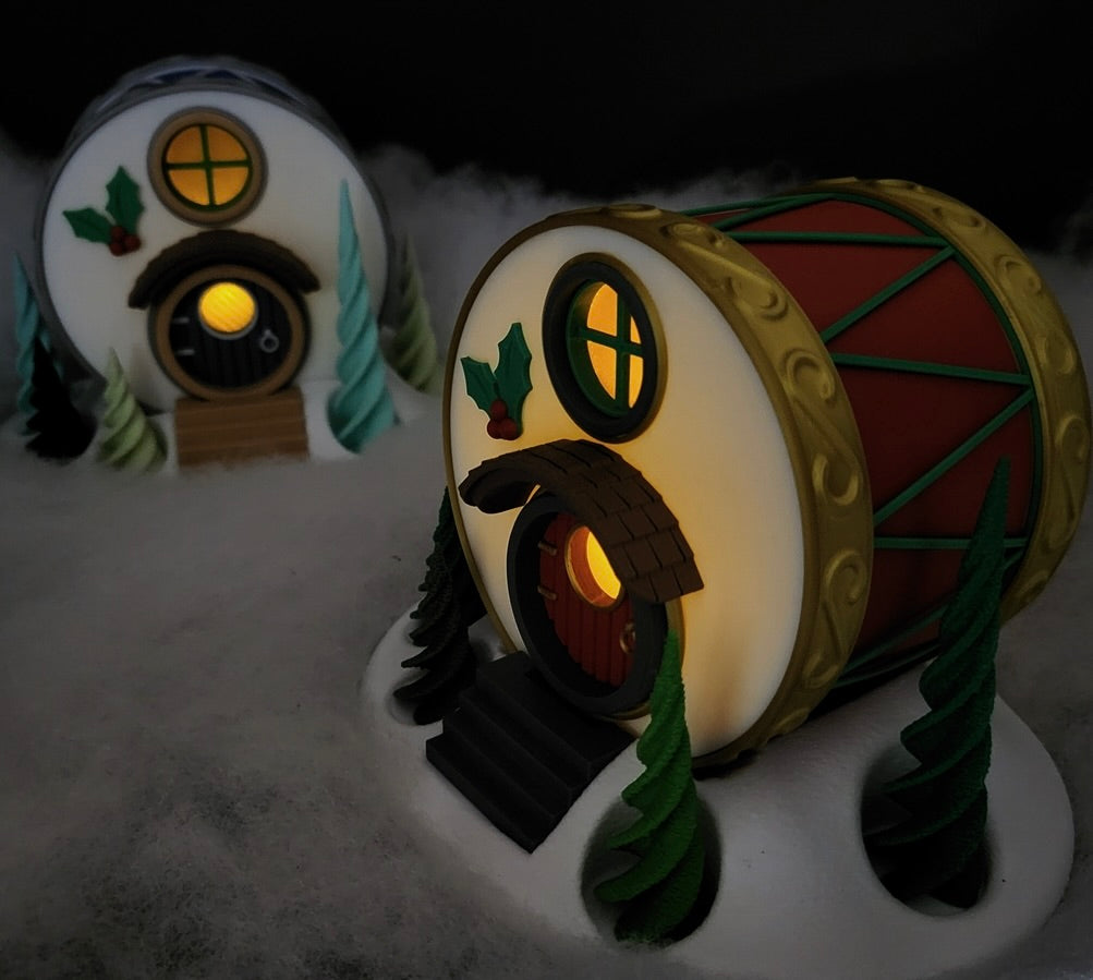 Weihnachtliches Trommel-Haus – Deine leuchtende & gemütliche Wichtel-Deko!