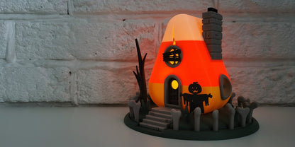 Halloween "Candy Corn" Haus – Deine gruselig-süße Teelicht-Dekoration!