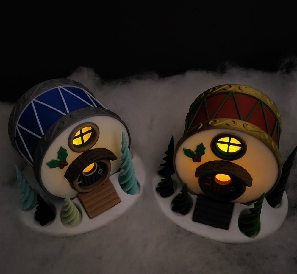 Weihnachtliches Trommel-Haus – Deine leuchtende & gemütliche Wichtel-Deko!