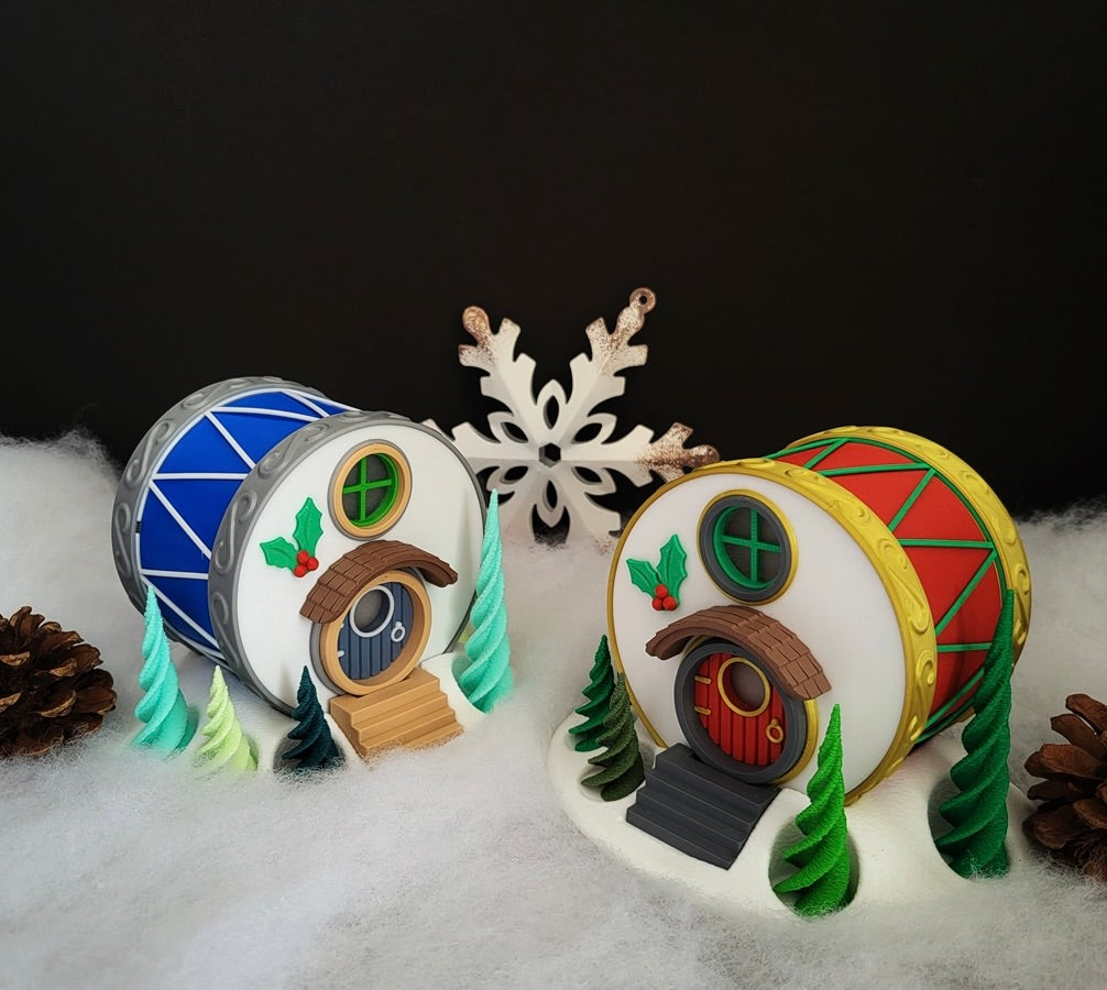 Weihnachtliches Trommel-Haus – Deine leuchtende & gemütliche Wichtel-Deko!