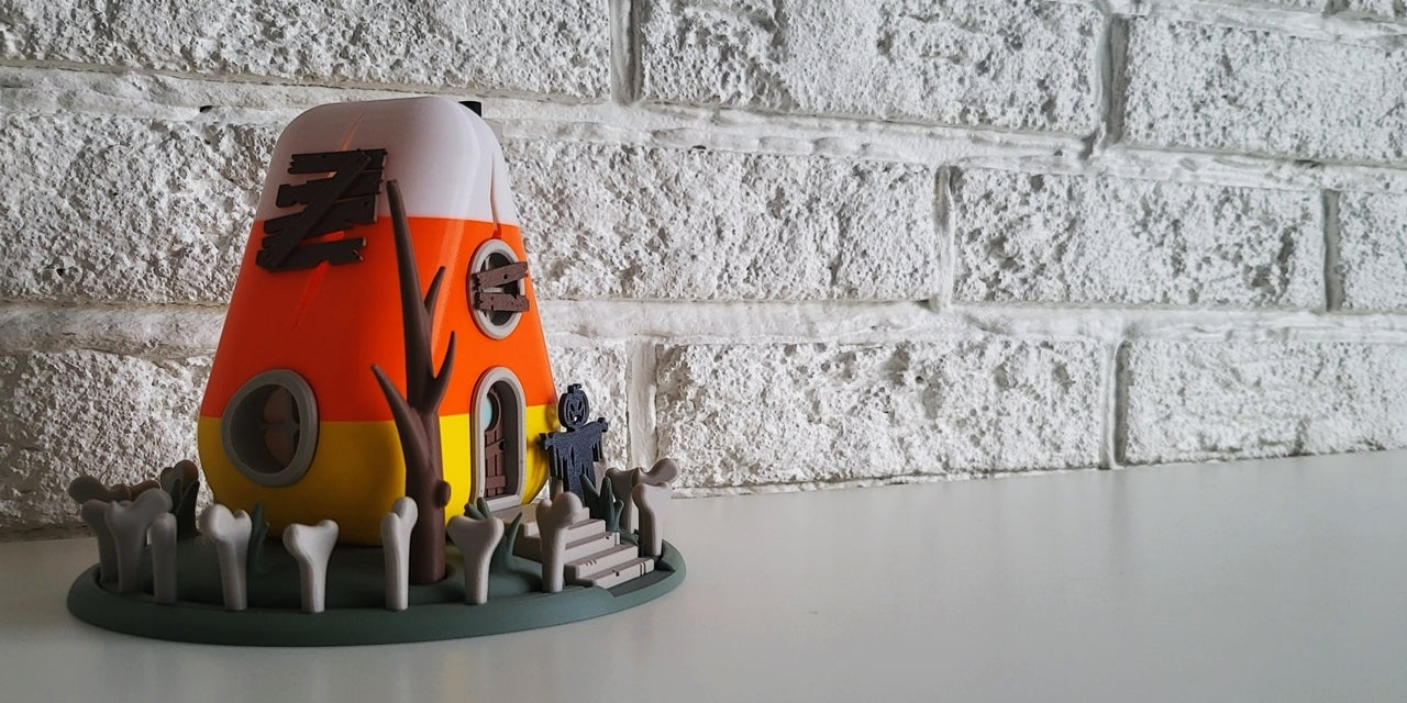 Halloween "Candy Corn" Haus – Deine gruselig-süße Teelicht-Dekoration!