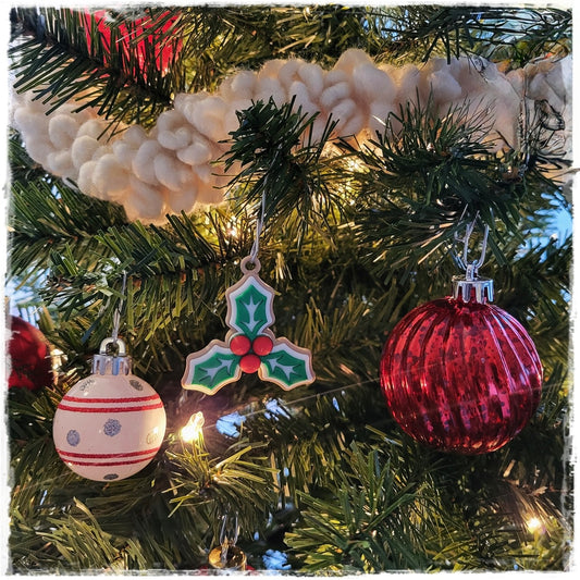 Christbaumschmuck "Stechpalmen-Zweig" (2er-Set) | Anhänger Weihnachten