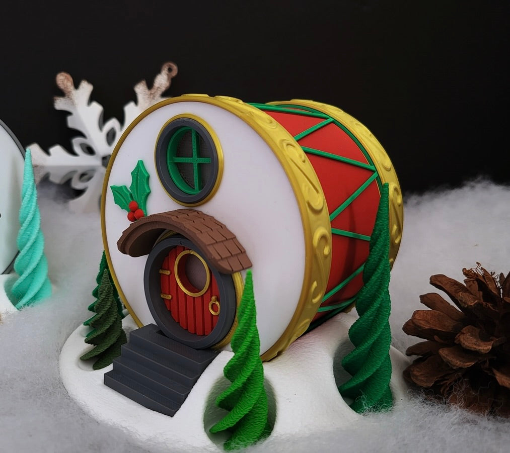 Weihnachtliches Trommel-Haus – Deine leuchtende & gemütliche Wichtel-Deko!