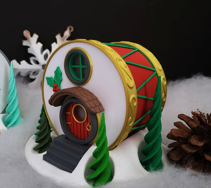 Weihnachtliches Trommel-Haus – Deine leuchtende & gemütliche Wichtel-Deko!