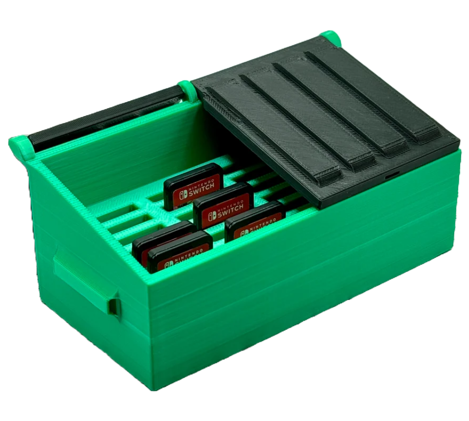 Müllcontainer Spieleaufbewahrung – Dein witziger Halter für 24 Nintendo Switch Spiele!