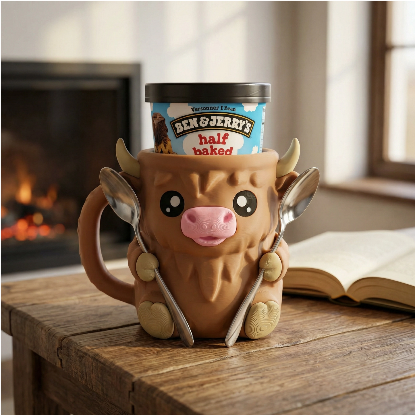 Hochlandrind Eisbecher-Halter | 3D-Druck | Nie wieder kalte Hände