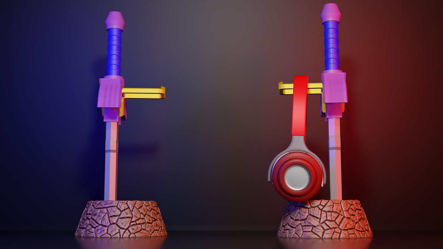 Zelda Master Sword Headphone Stand – The legendary stand for your gaming setup! ⚔️🛡️