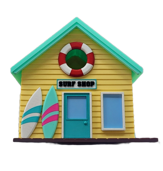 Vogelhaus "Surf Shop" – Dein sonniges Zuhause für gefiederte Wellenreiter! ‍